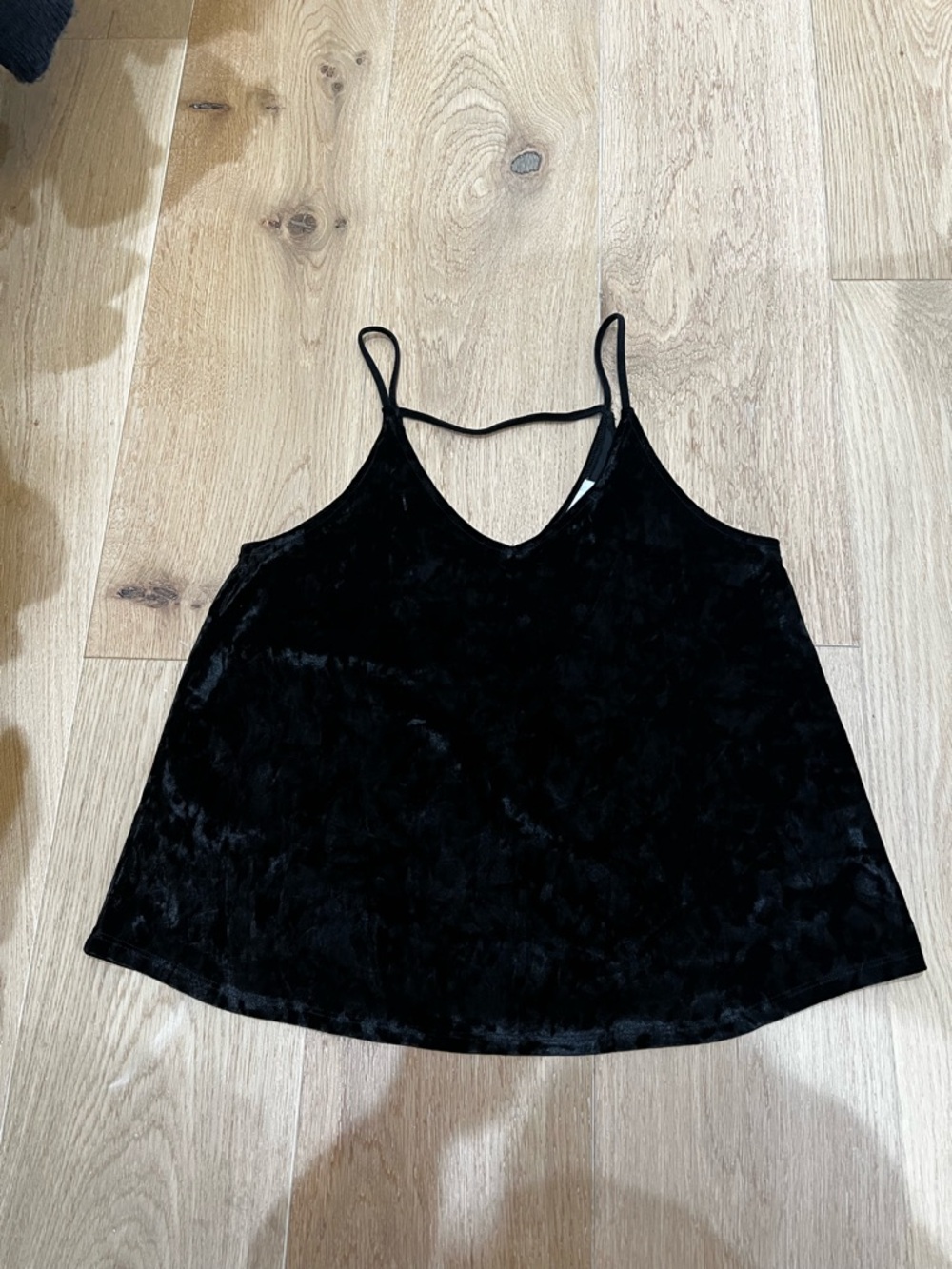 Double Zero Black Velvet V-Neck Spaghetti Strap Camisole